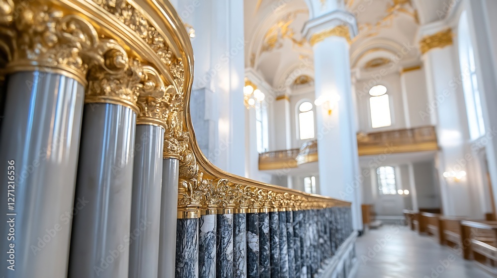 Poster elegant interior architecture of a historical building showcasing intricate details and design : gen