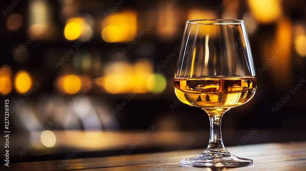 Poster elegant glass of whiskey on a table in a dimly lit luxury bar setting : generative ai