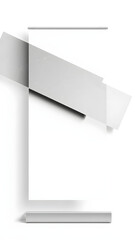 Fototapeta premium A clean vertical advertising banner mockup on a white background, featuring abstract geometric shapes in grayscale. Easily customizable for branding, marketing, and promotional designs.