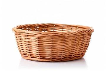 Fototapeta premium Woven wicker basket on white background