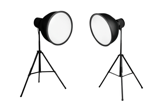 Professional lighting setup for studio space equipment showcase open environment side perspective transparent background impact