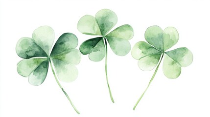 Watercolor clover isolated on white background, Lucky clover leaves with four leaf,Clover flowers background,Patricks day watercolor clipart,Spring flower pattern,St. Patrick s day seamless pattern.