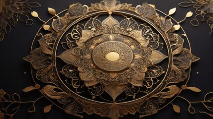 Fototapeta premium Intricate gold mandala on subtle gradient background with ornamental details