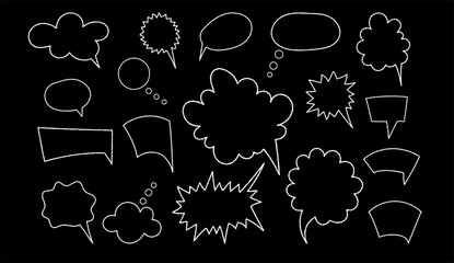 Various speech bubbles with different shapes and styles on a black background