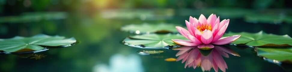 Water surface covered with Spirodela polyrhiza plants, pad, lily