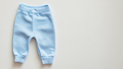 Baby Pants in Soft Blue on Light Background with Space for Design