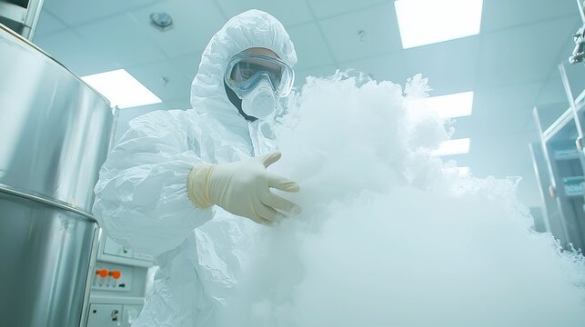 Cryogenics Technician in Scientific Research, specializing in liquid nitrogen systems, managing storage temperatures for material preservation and ensuring optimal conditions for experiments