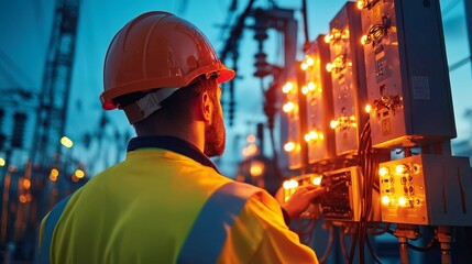 Electrical Substation Technician in Power Distribution, responsible for transformer maintenance, grid stability assurance, troubleshooting faults, ensuring reliable energy delivery