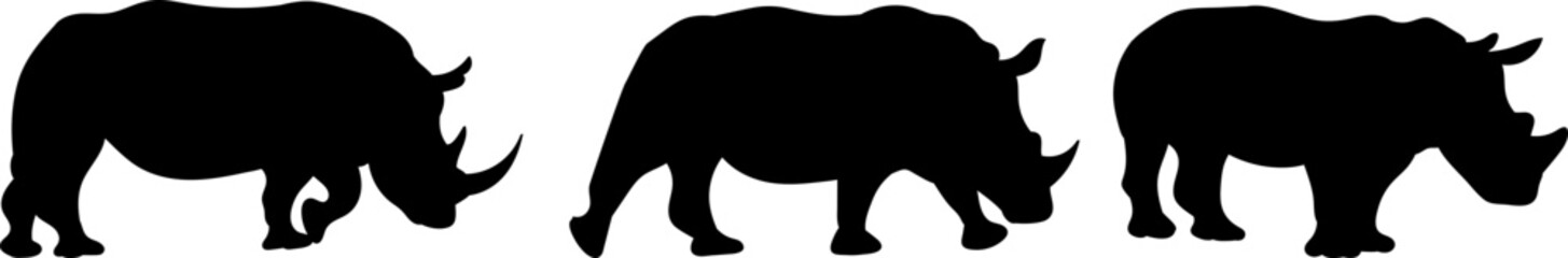 rhinoceros black silhouette vector