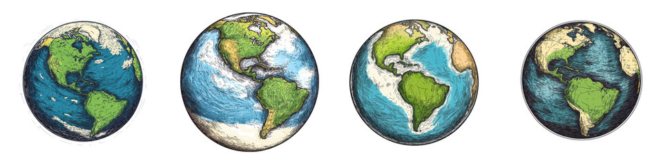 Vibrant and detailed Earth globes showcasing the diverse continents oceans and geographical landscapes of our planet