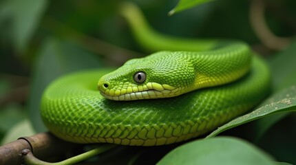 Fototapeta premium close up of a green snake