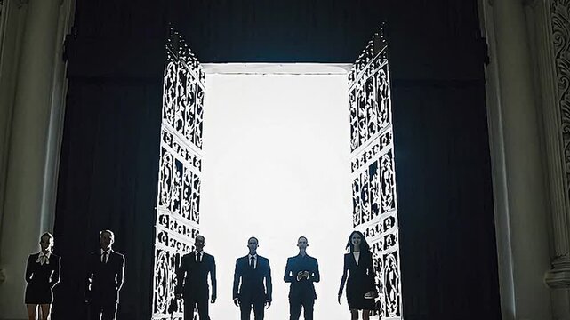 group of people in a hall