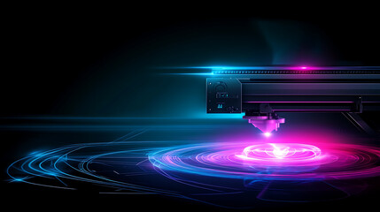Futuristic Dimension Portal Device with Glowing Beams and Concentric Energy Rings Design
