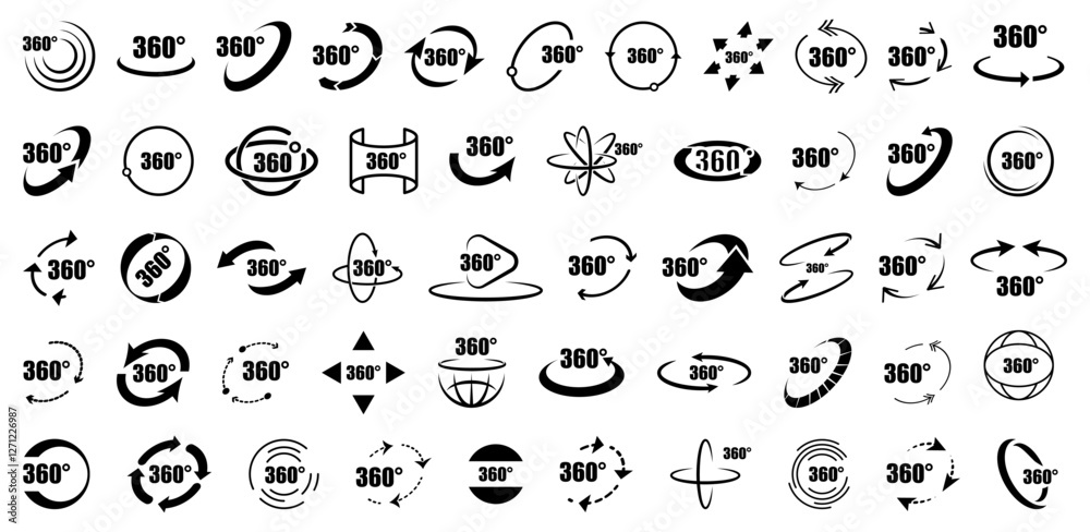 Poster big set of 360 degree circle arrows sign