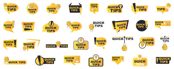 Yellow quick tips collection with speech bubble