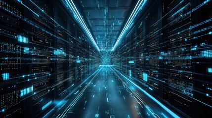 Digital Data Stream: A Futuristic Server Room Visualization