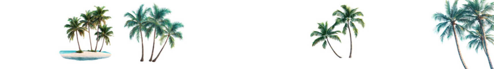 Fototapeta premium Serene Tropical Beach with Swaying Palm Trees and Turquoise Ocean Picturesque coastal landscape with lush palm foliage white sandy beach and calm turquoise waters under a bright sunny sky