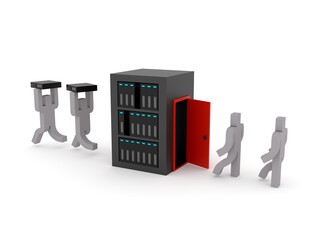 サーバーに侵入するキャラクター