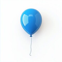 A single realistic blue balloon, slightly inflated, tied at the bottom, smooth latex texture, isolated on a clean white background, hyper-realistic lighting and details.