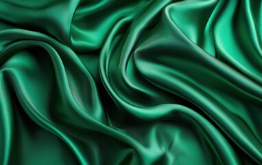Obraz premium Elegant emerald silk fabric folds background mockup Saint Patricks Day