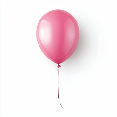 A single realistic pink balloon, slightly inflated, tied at the bottom, smooth latex texture, isolated on a clean white background, hyper-realistic lighting and details.