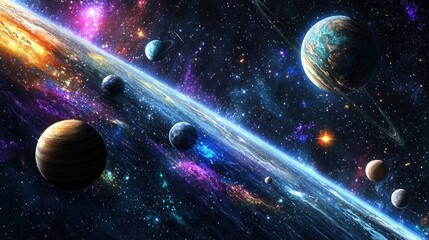 Cosmic Symphony: A Celestial Ballet of Planets and Nebulae