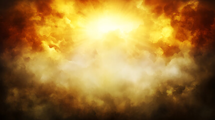 Fototapeta na wymiar Golden Illumination Celestial Realm Divine Light Radiating Through Ethereal Clouds Glorious Scene