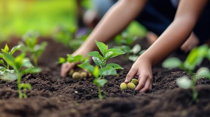 family planting seeds 