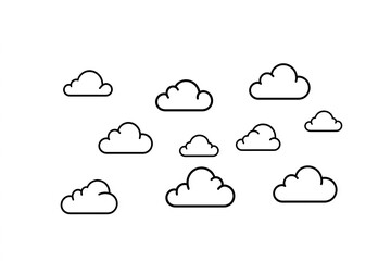 Cloud line shape, graphic clouds outline.