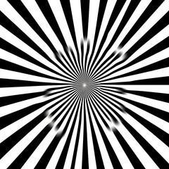 Obraz premium Hypnotic Radial Stripes Optical Illusion with Blurring Geometric Focus Point in Black and White Pattern