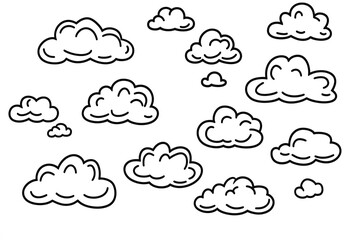 Cloud line shape, graphic clouds outline.