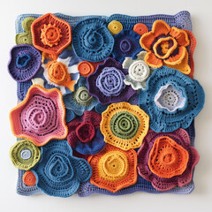 colourful crochet flowers