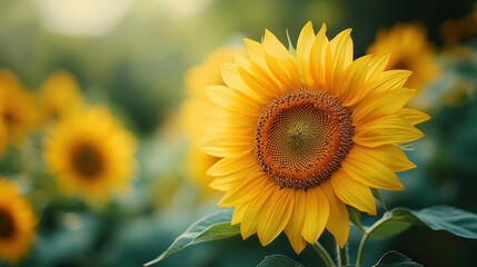 Flowers, close-up of the center of a blooming sunflower, vivid details and colors