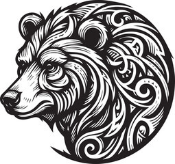 sketch of a tribal bear tattoo. bear logo. vector drawing