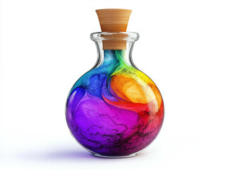 Colourful Magic Potion Bottle on White Background