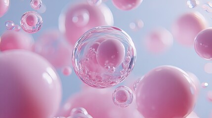 Abstract Pink Spheres, A Microscopic Exploration of Cellular Structures