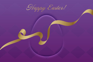 Resurrection Day. Christian Easter, golden ribbon, classic purple background, resurrection, sacred holiday, faith, divine grace, spiritual warmth, blessings, renewal, peace.