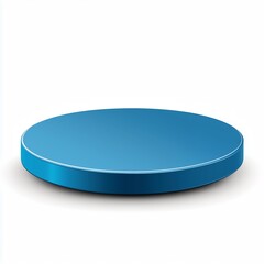 Realistic illustration of a circular blue platform with smooth, glossy surface, minimalistic design, soft shadows, and high-quality details on a white background.