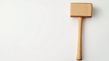 Wooden Mallet Displayed Case on White Background with Blank Space