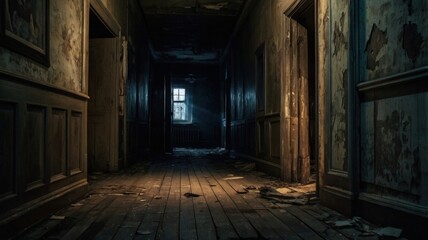 Fototapeta premium Hallway inside a haunted house backgrounds