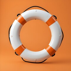 Realistic 3D Lifebuoy Ring with Orange and White Design – Safety, Rescue, and Emergency Lifesaver Concept for Maritime, Swimming, and Water Safety