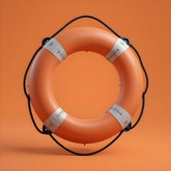 Realistic 3D Lifebuoy Ring with Orange and White Design – Safety, Rescue, and Emergency Lifesaver Concept for Maritime, Swimming, and Water Safety