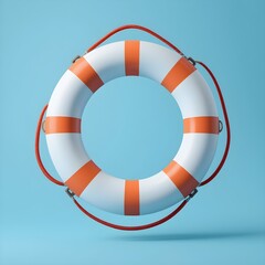 Realistic 3D Lifebuoy Ring with Orange and White Design – Safety, Rescue, and Emergency Lifesaver Concept for Maritime, Swimming, and Water Safety