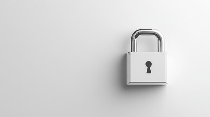 Padlock on a White Background with Minimalist Design and Copy Space