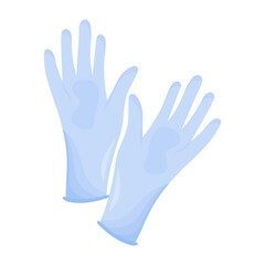 Medical gloves icon. Pair of blue disposable gloves. Used for hygiene, safety, and protection in medical or cleaning tasks.