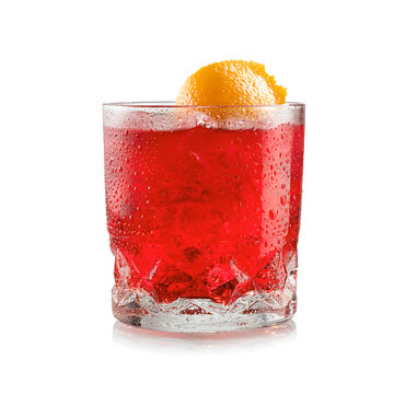 Rosita cocktail on white background, studio shot