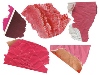 Set of torn pieces of magazine. Textured scraps of paper for collage.