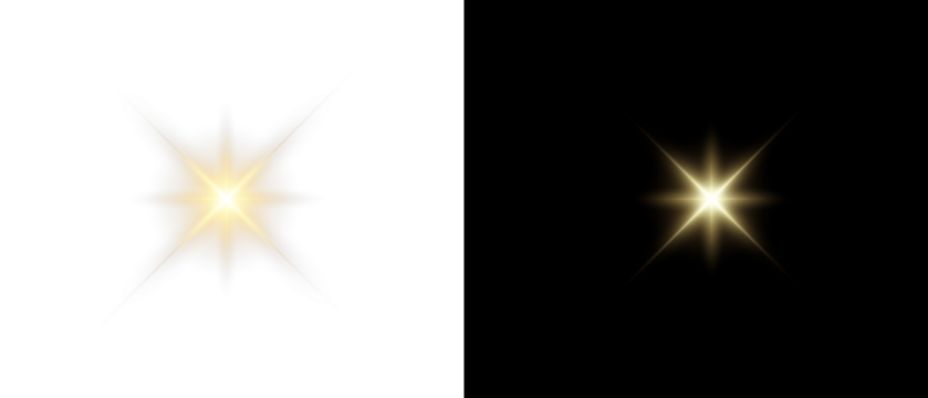 Yellow star flashed with sparkles sun isolated on white background. Soft glow without departing rays, sunlight with lens flare effect. PNG vector light effect
