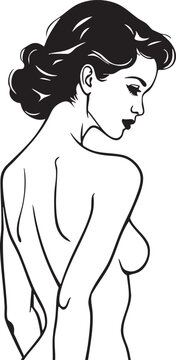 Beautiful vintage woman silhouette in black and white