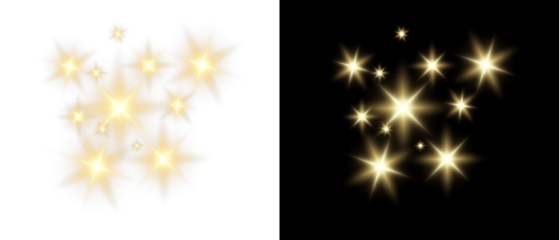 Png gold star light, sparkle. Yellow light effect. Shining light with yellow gold color. Png spotlight spark.Vector transparent sunlight special lens flare light effect
